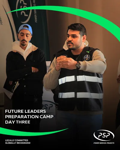 PSP mentor guiding engineering trainees during Future Leaders Camp Day Three leadership session.