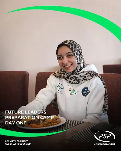 Female engineering participant enjoying lunch during PSP Future Leaders Preparation Camp Day One.