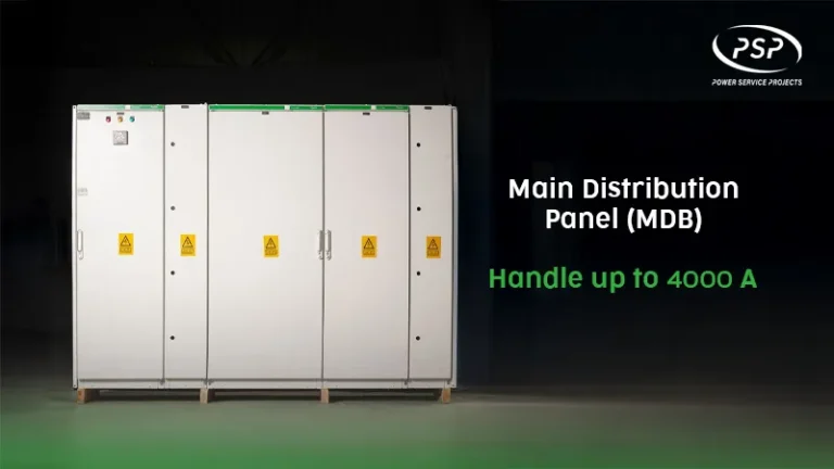 Main Distribution Panel (MDB) manufactured by PSP Egypt panel builder, designed for industrial power distribution systems in Egypt with capacity up to 4000A.